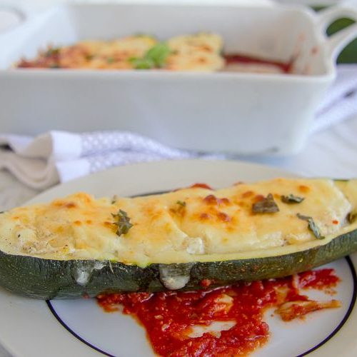 baked zucchini boats with a ricotta filling