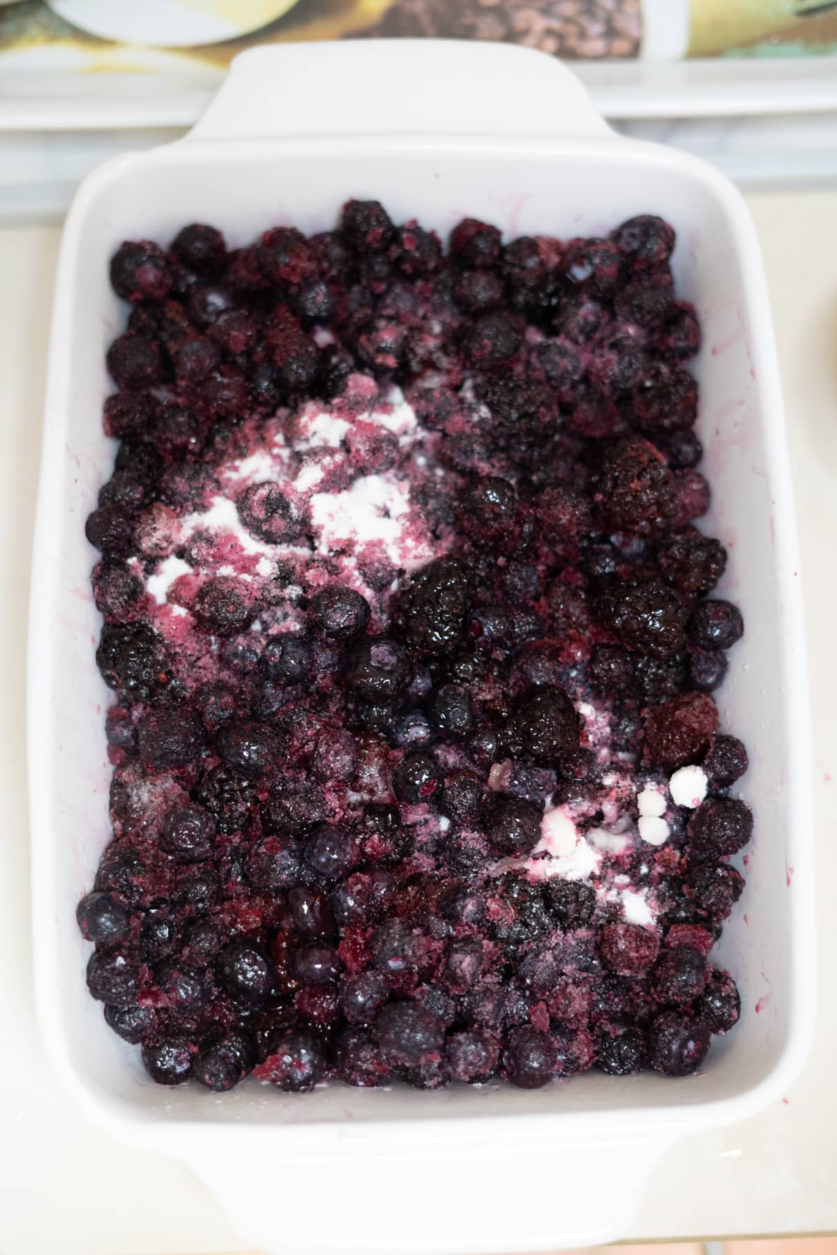 berries in a baking dish.