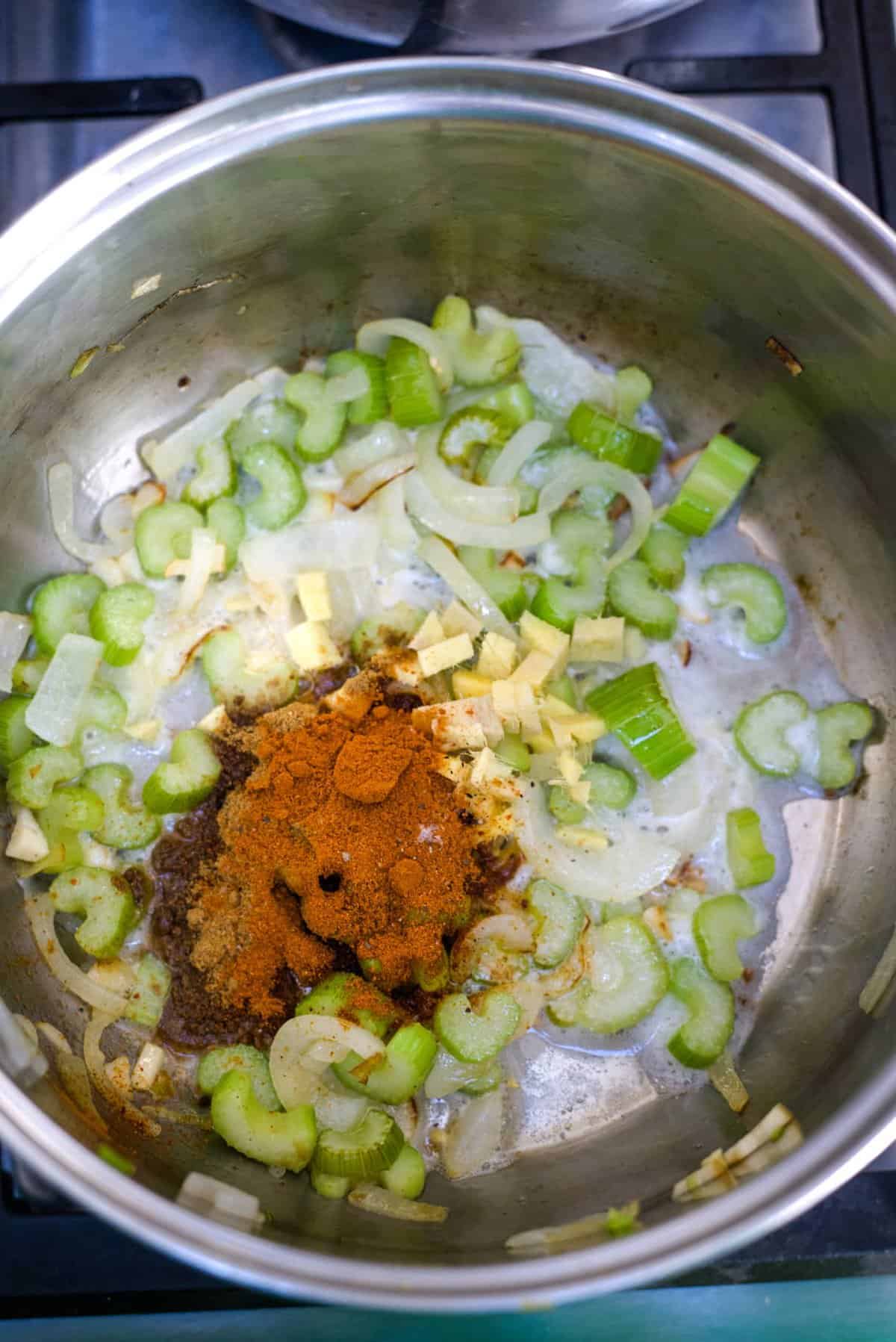 spices cooked with onion