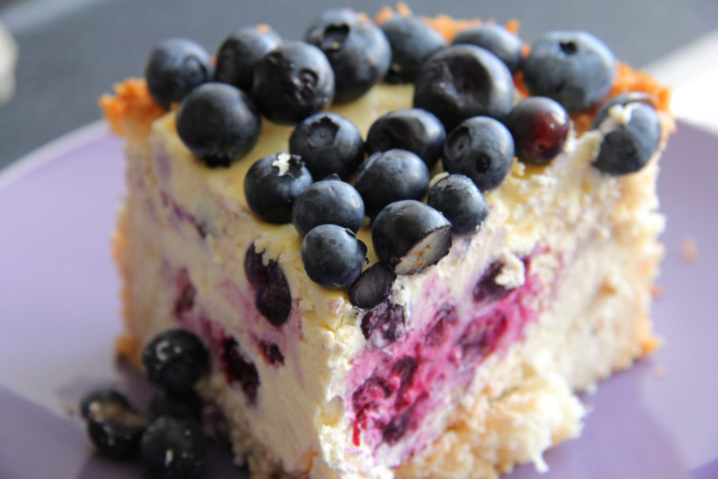 coconut blueberry cheesecake