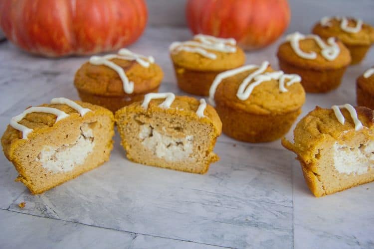 pumpkin muffin with cream cheese centre