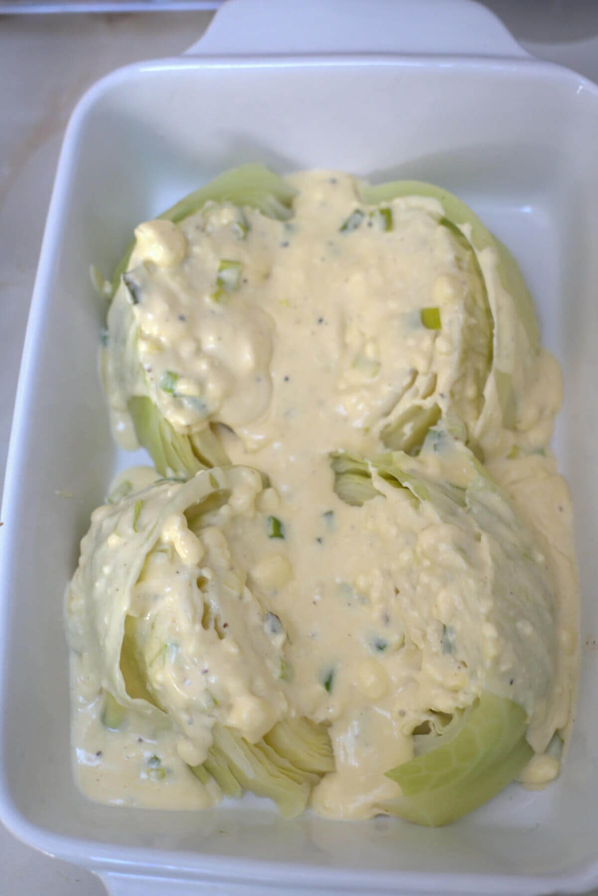 cheese sauce on cabbage
