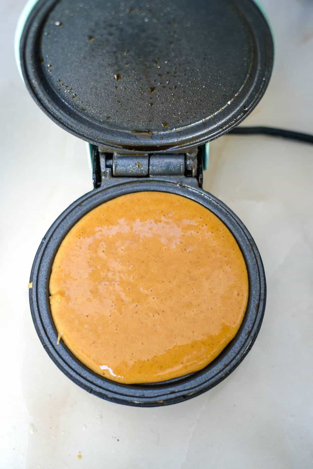 pancake batter in mini maker