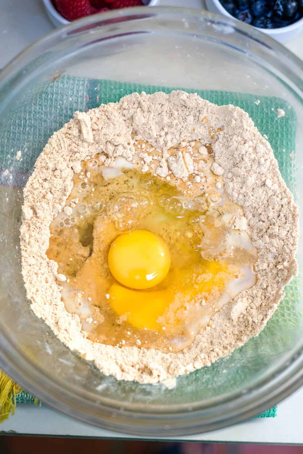 add eggs to dry ingredients