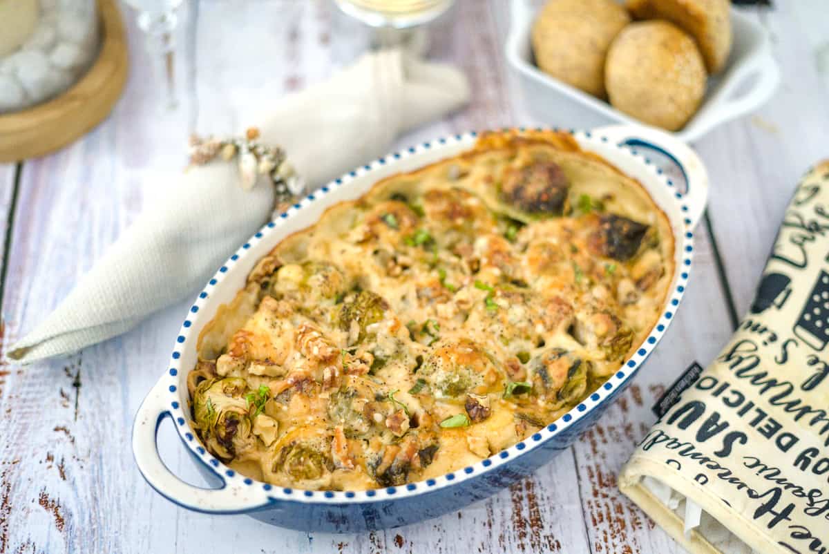 Keto Brussel Sprouts Gratin with Walnuts - Divalicious Recipes