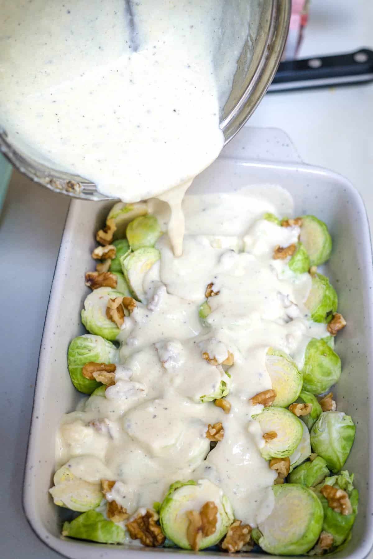 cheese sauce on brussels