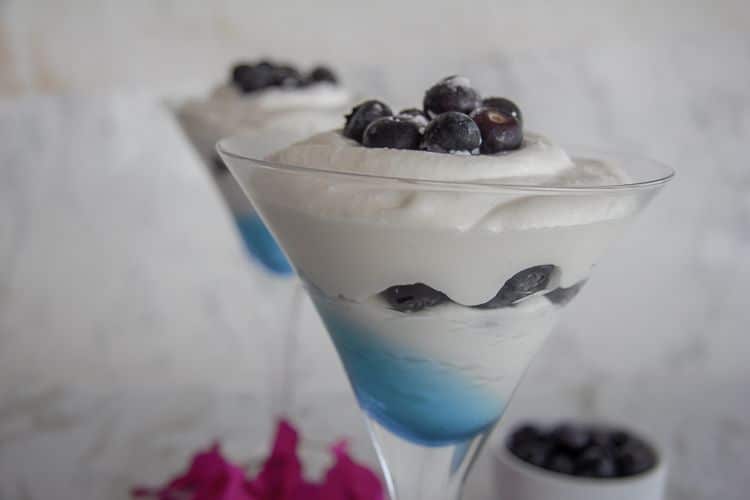 an easy dessert with ricotta and blueberries