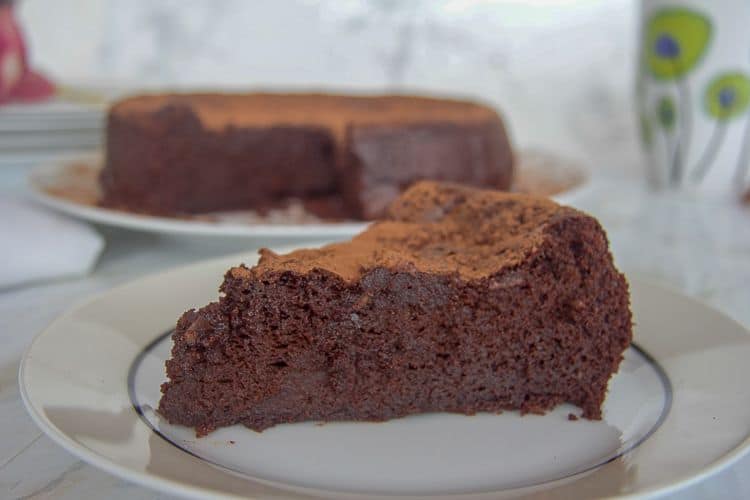 A chocolate cake made with no flour.