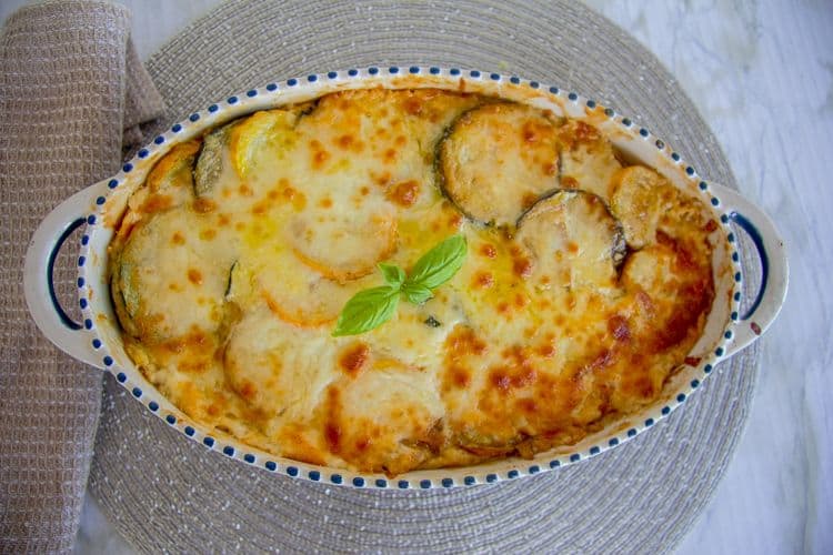 zucchini baked in a cheese sauce