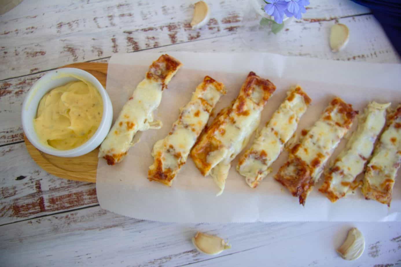 Keto Chaffle Garlic Cheese Bread Sticks - Divalicious Recipes