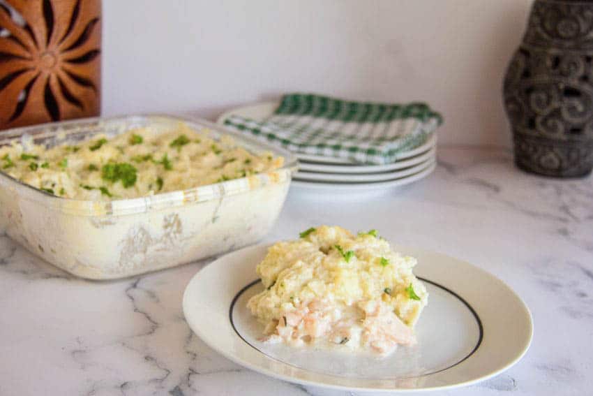 keto fish pie with cauliflower