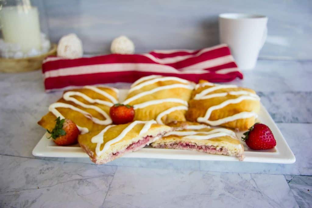 strawberry filled fat head dough pastries