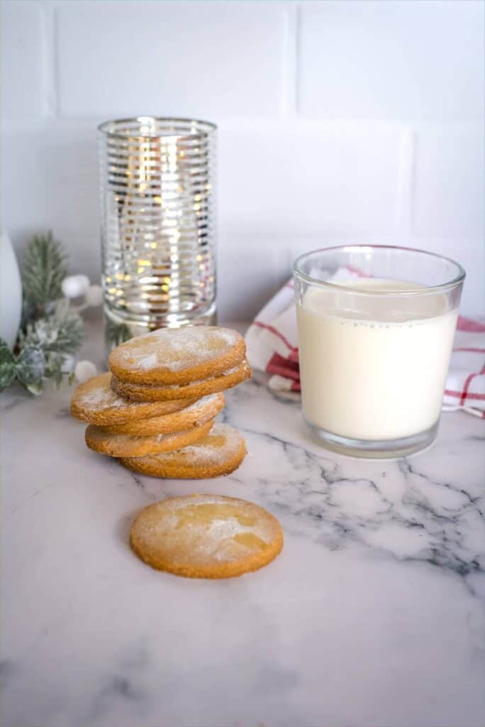 keto butter cookies with a glass of milk