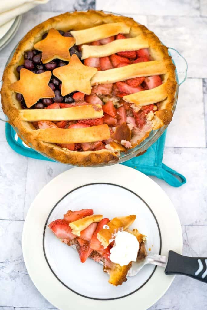berry pie with USA flag crust decorations