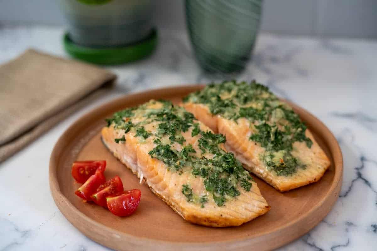 baked salmon on plate