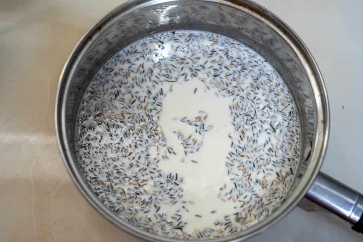 lavender in pan of cream