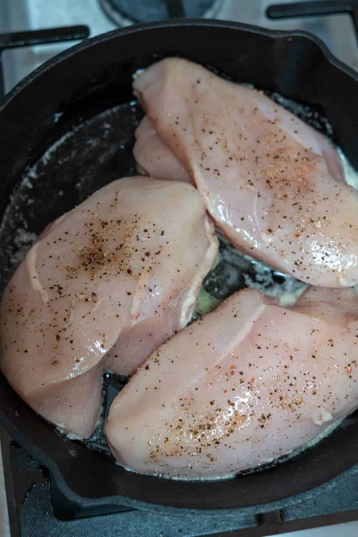 chicken breasts in skillet