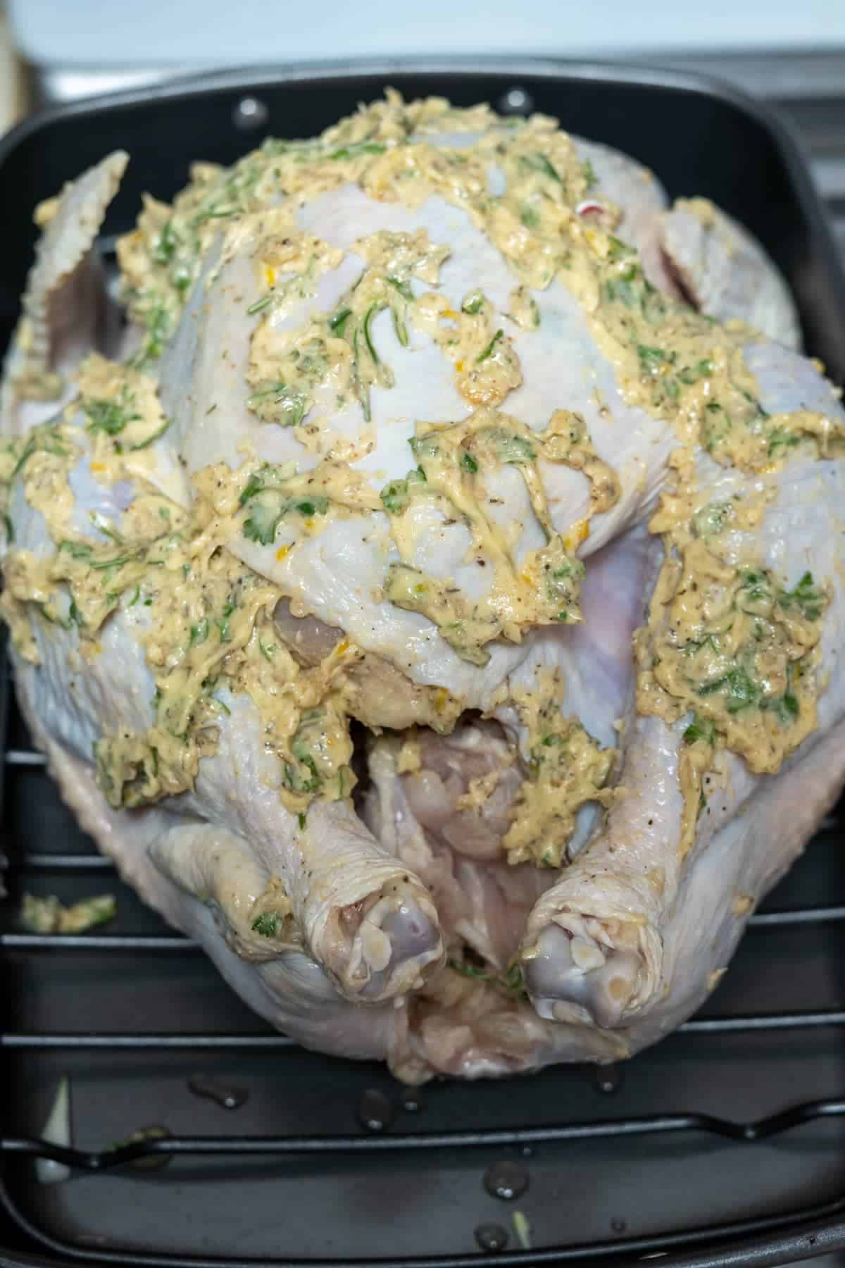 butter rubbed into turkey