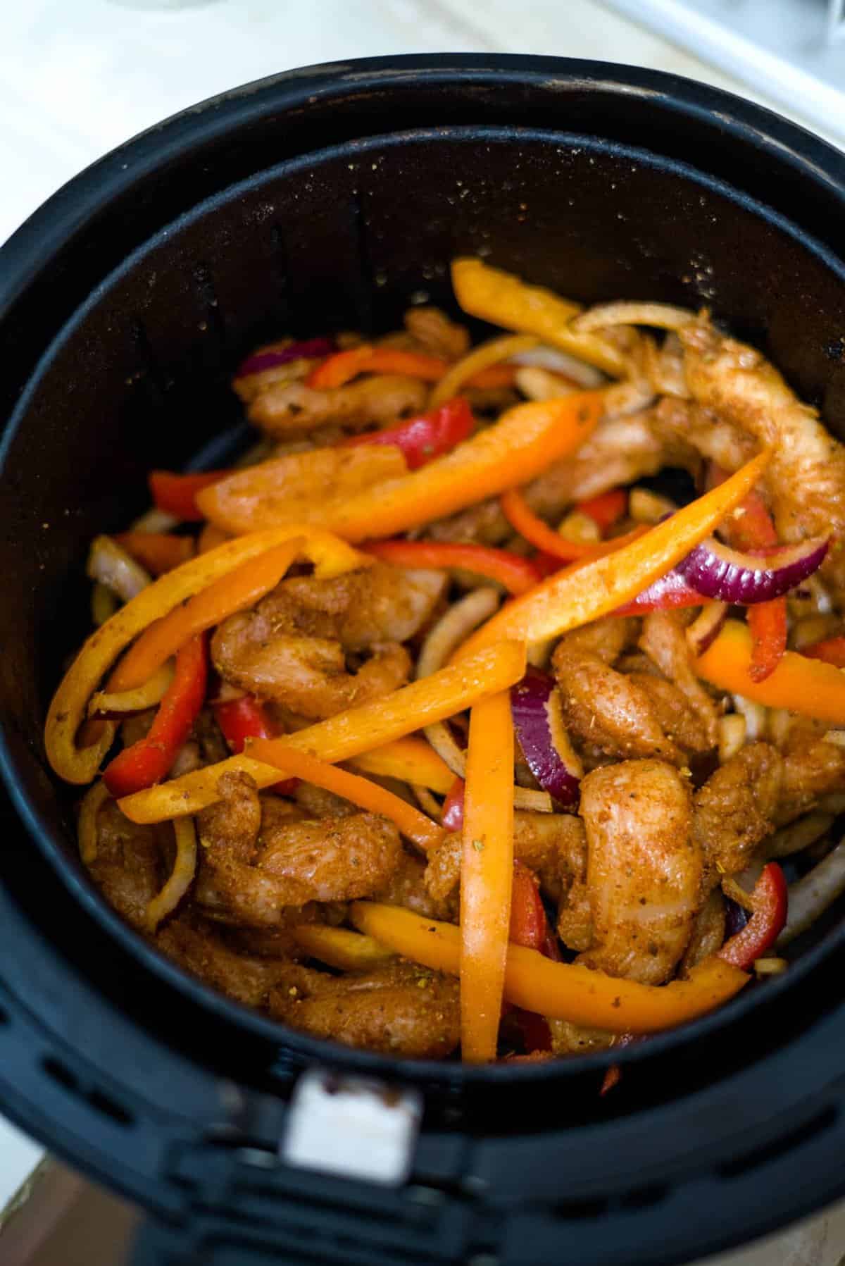 vegetable and chicken in air fryer