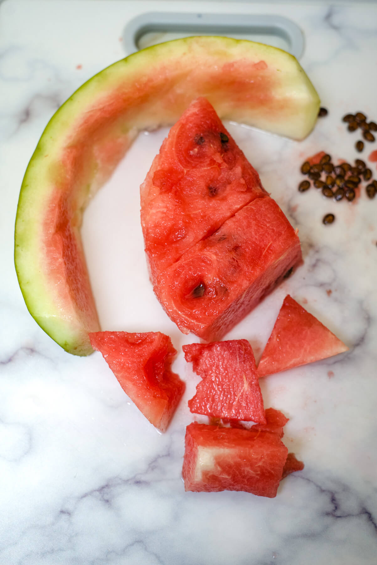 chopped watermelon with rind removed