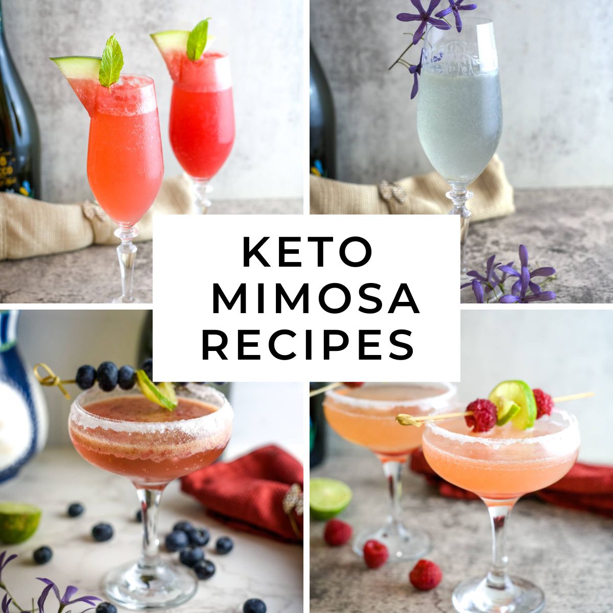 a collection of keto mimosa recipes