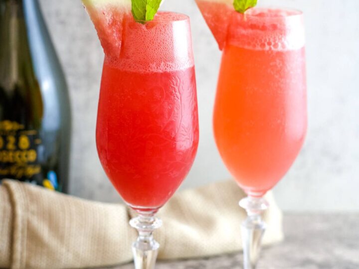 watermelon mimosa in a tall glass