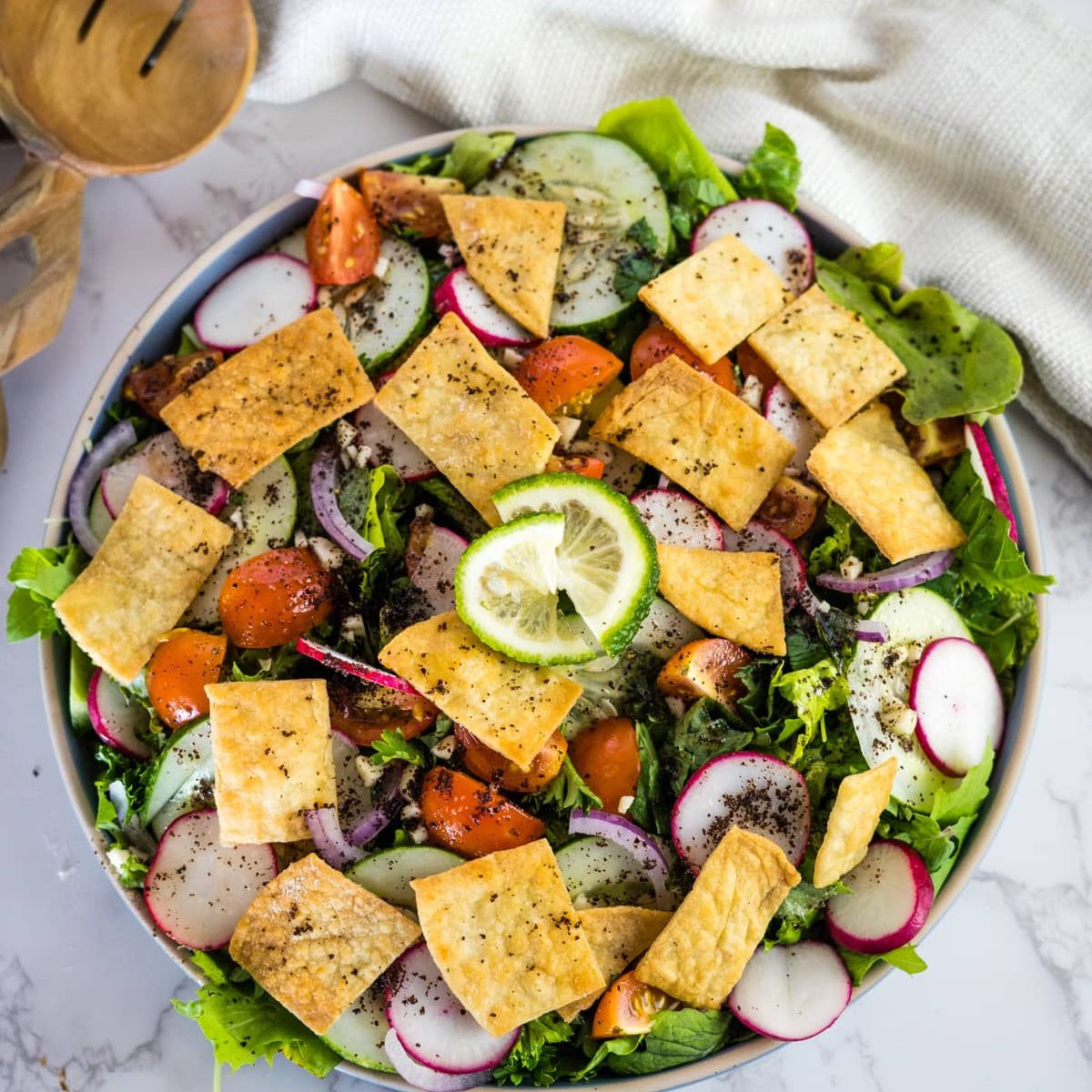 fattoush salad with low carb bread