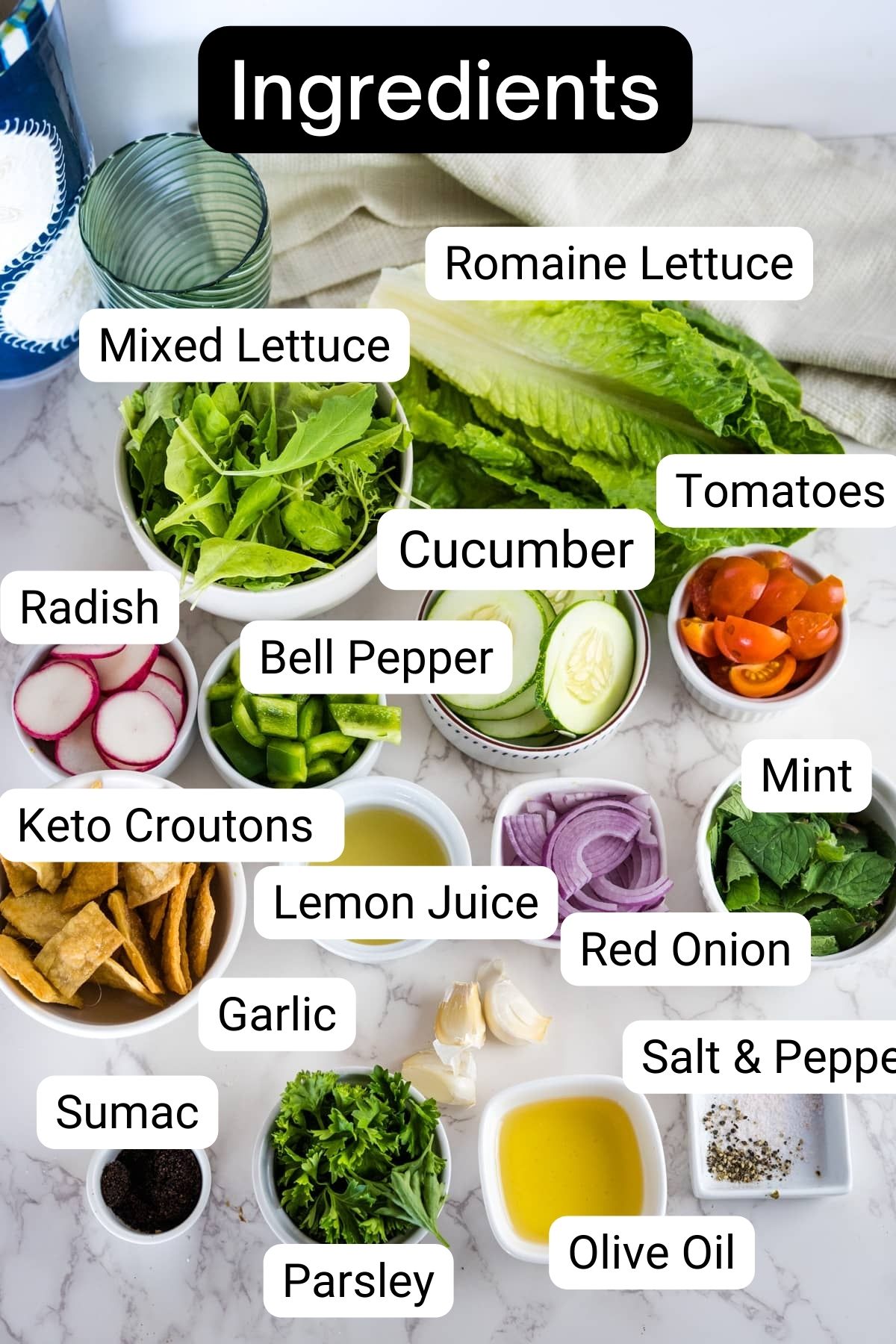 keto fattoush salad ingredients