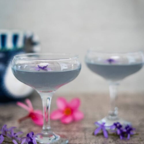 sugar free lavender martini in glasses