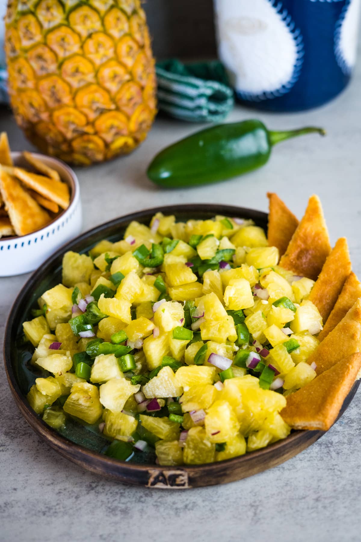 pineapple jalapeno salsa on a plate