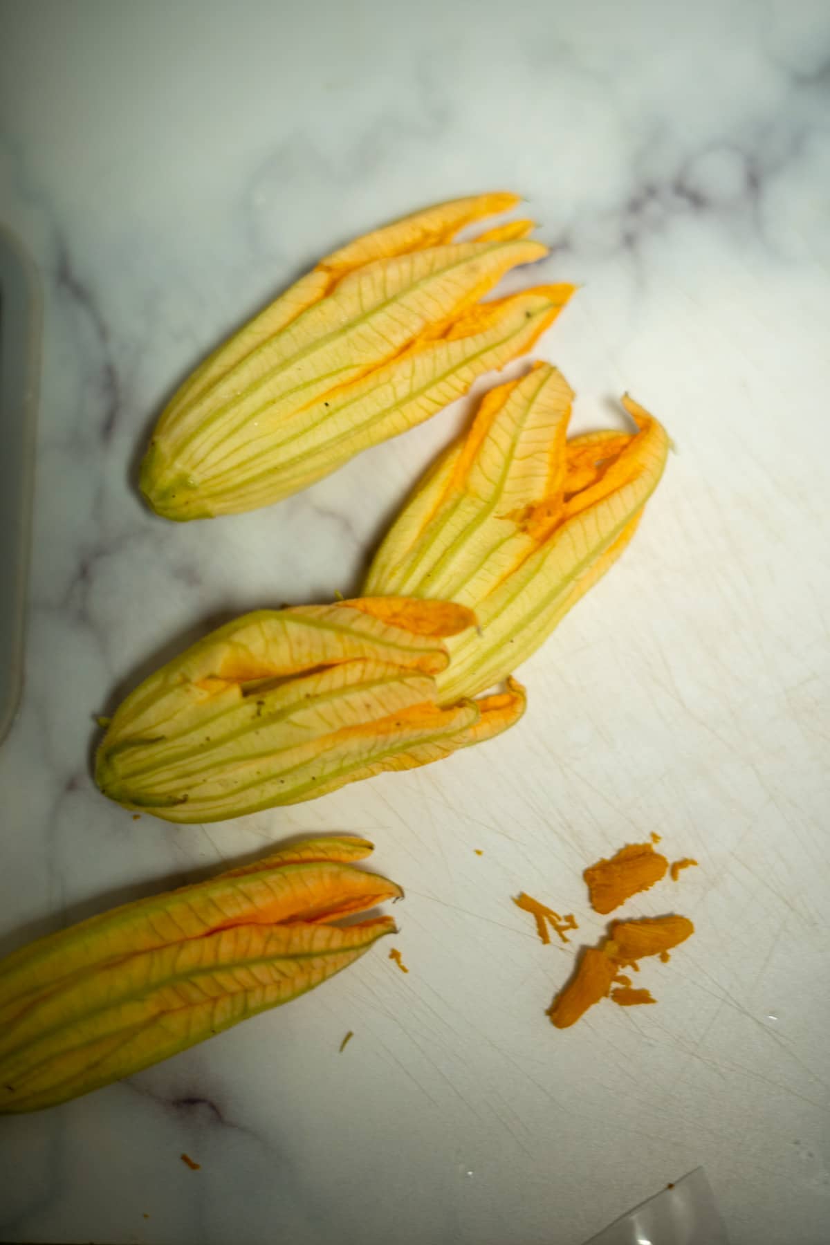 zucchini flowers with middles removed