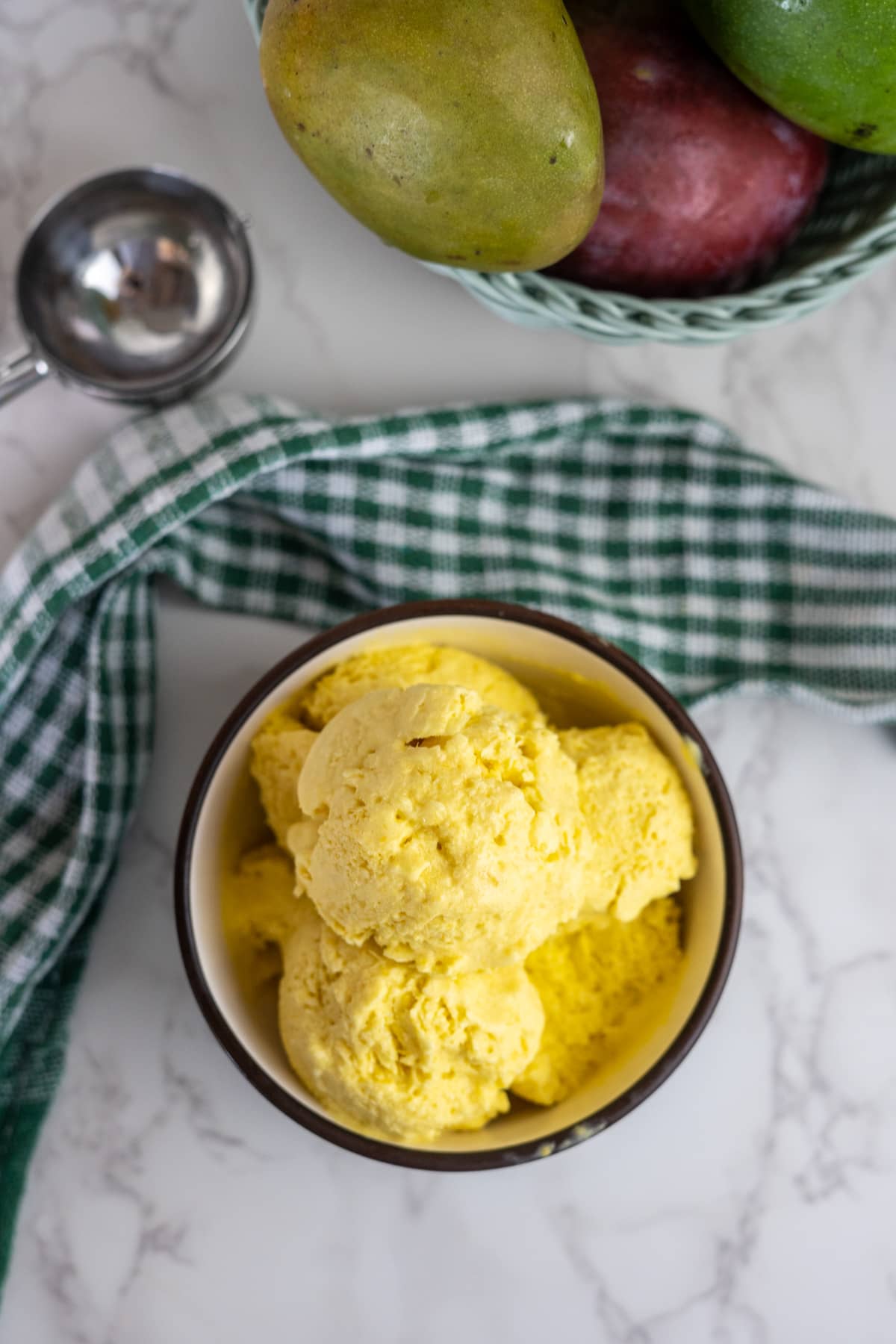 bowl of mango ice cream