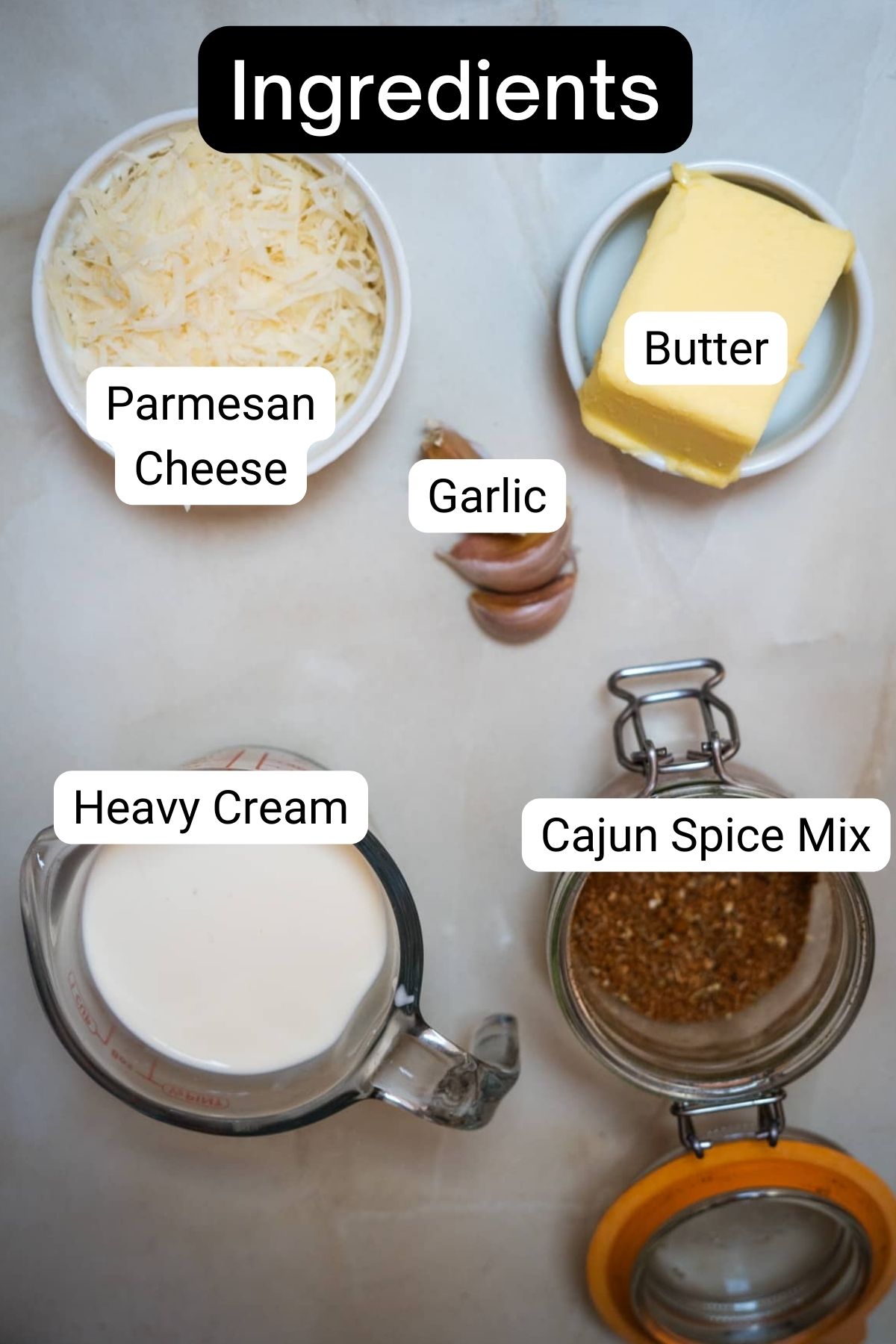 A list of ingredients for a cheesy cheesy cheesy cheesy che.