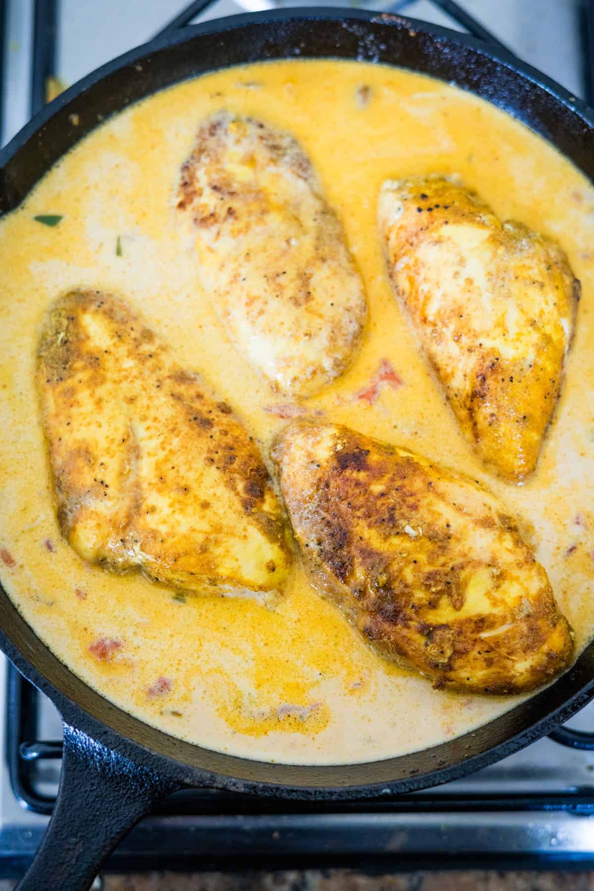 Brazilian coconut chicken cooked in a creamy sauce.