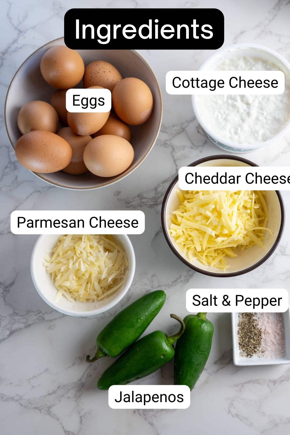 A list of ingredients for cheesy nachos.